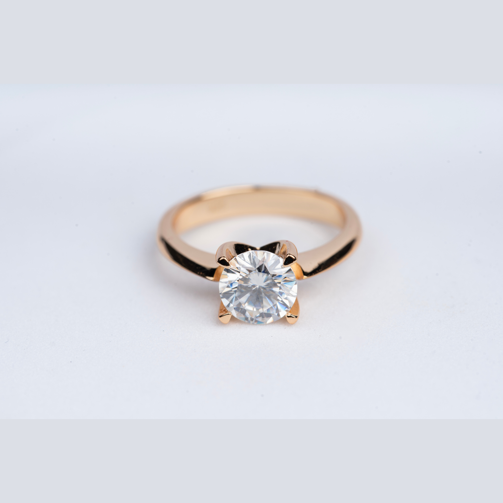 Moissanite Solitaire Ring Gold Vermeil