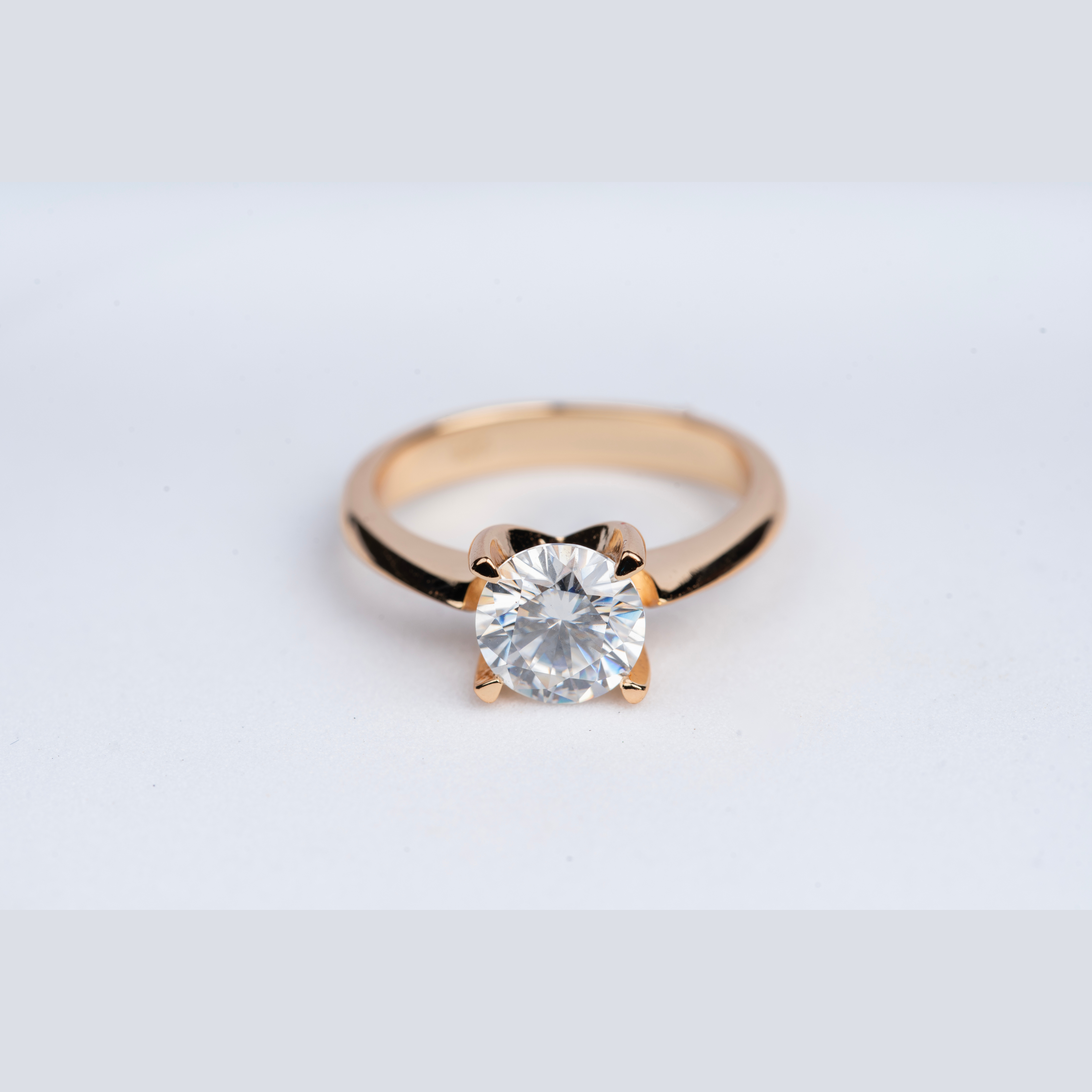 Moissanite Solitaire Ring Gold Vermeil