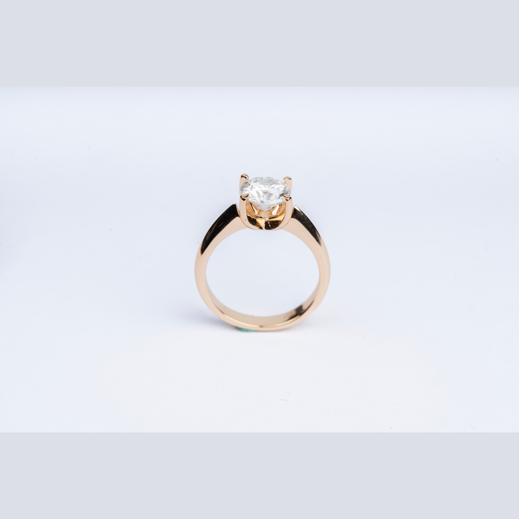 Moissanite Solitaire Ring Gold Vermeil