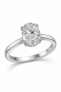 Moissanite Oval Cut Ring in Platinum Vermeil