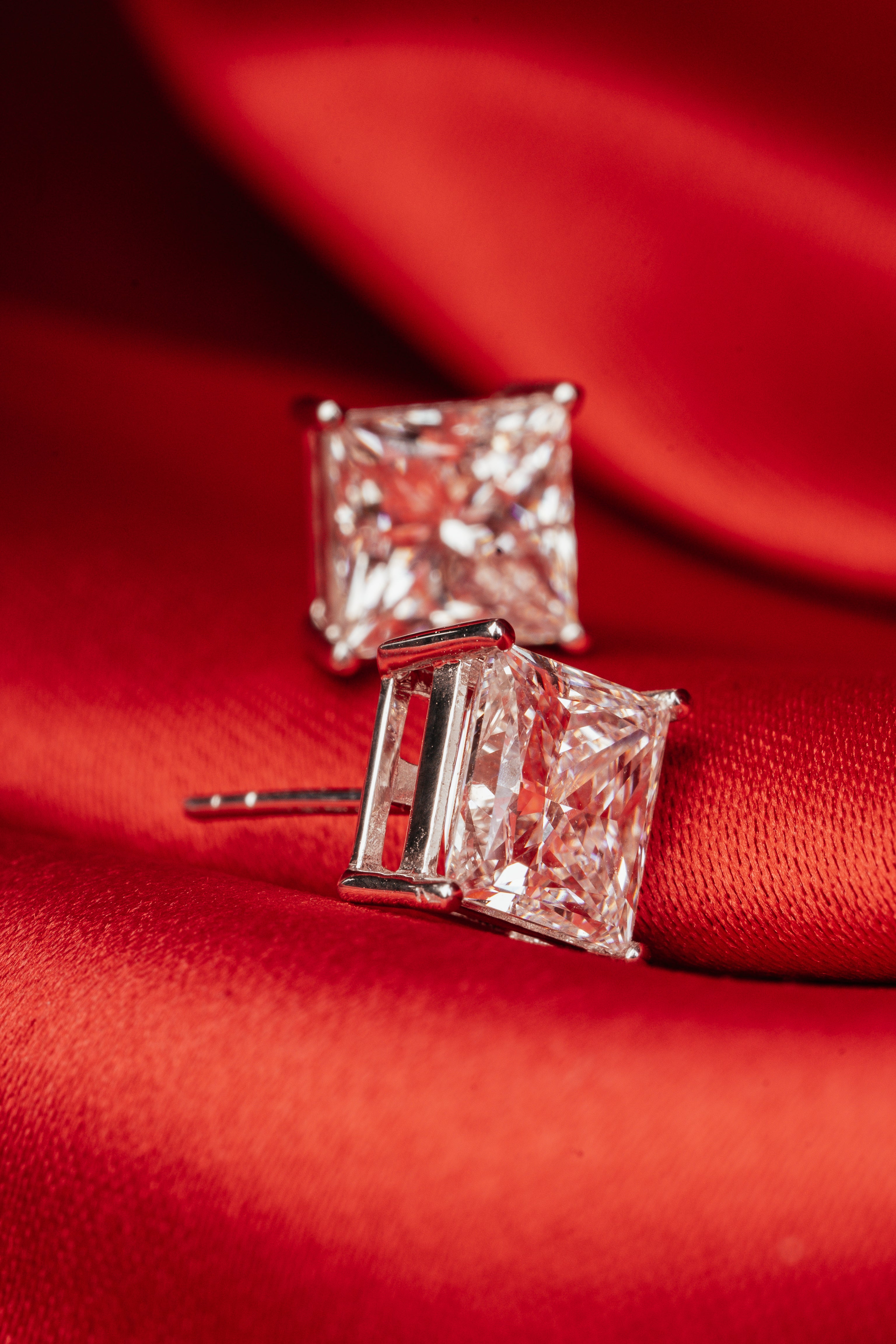 Lab-Grown Diamond Princess Cut Stud Earrings