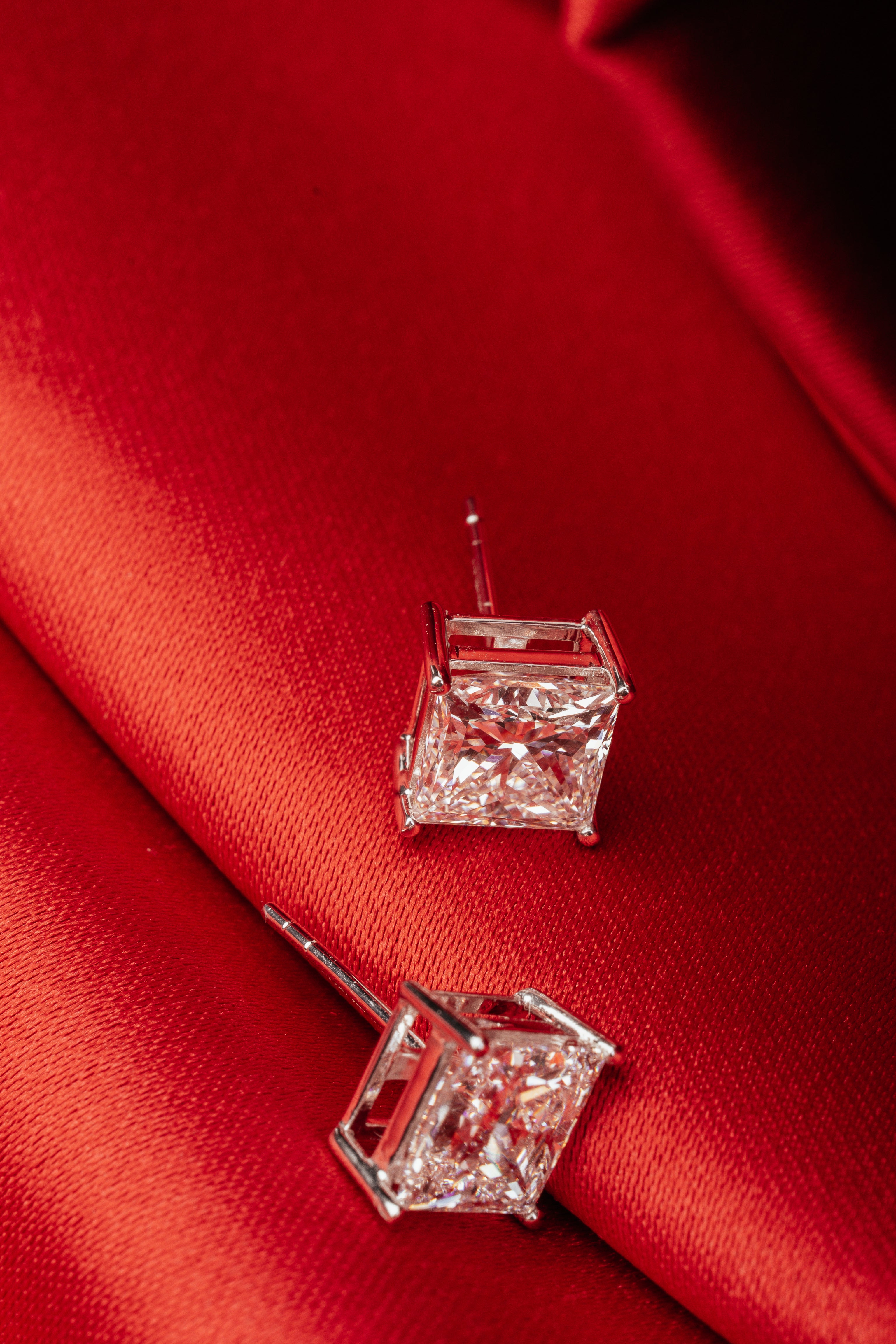Lab-Grown Diamond Princess Cut Stud Earrings