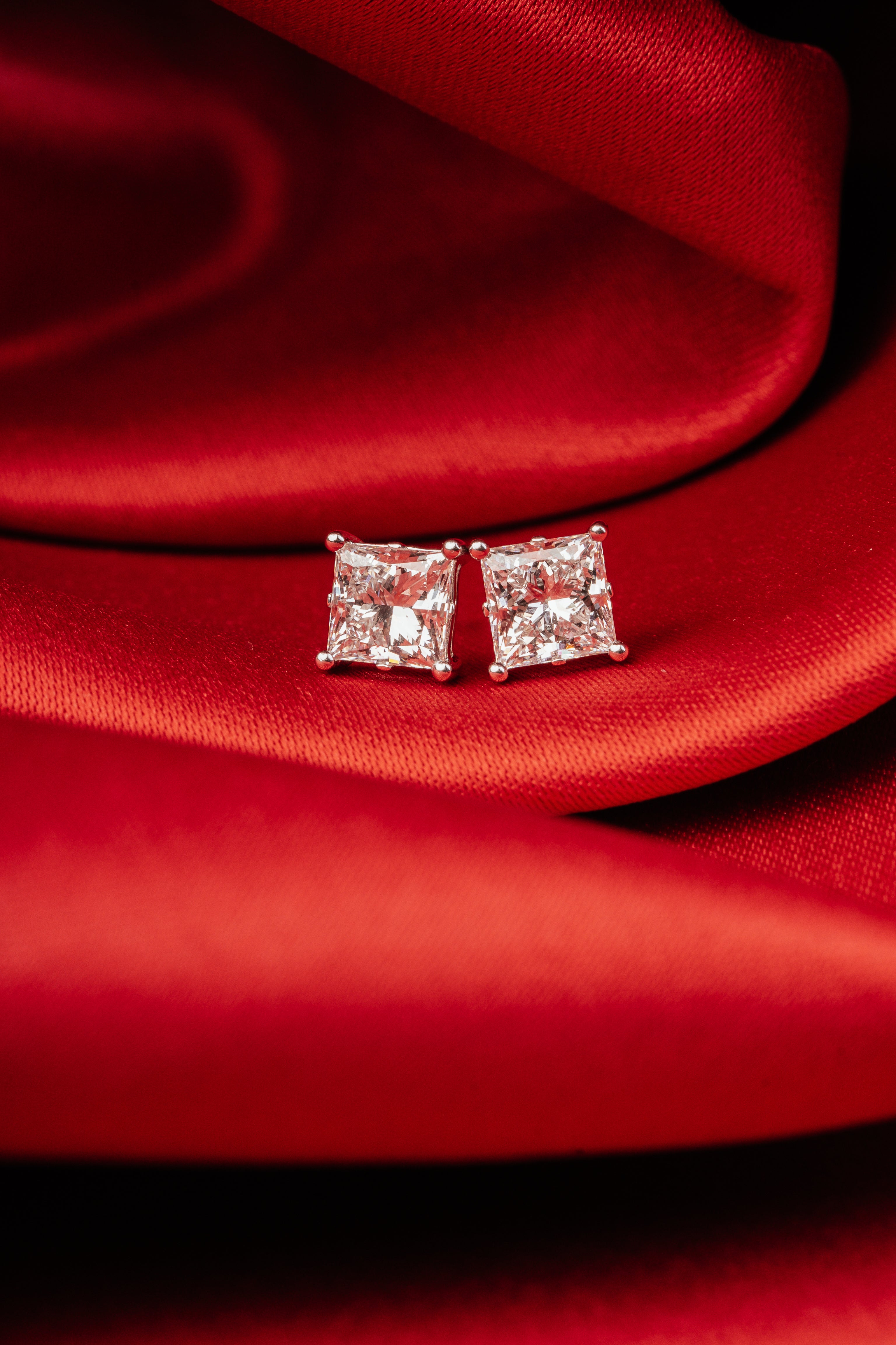 Lab-Grown Diamond Princess Cut Stud Earrings