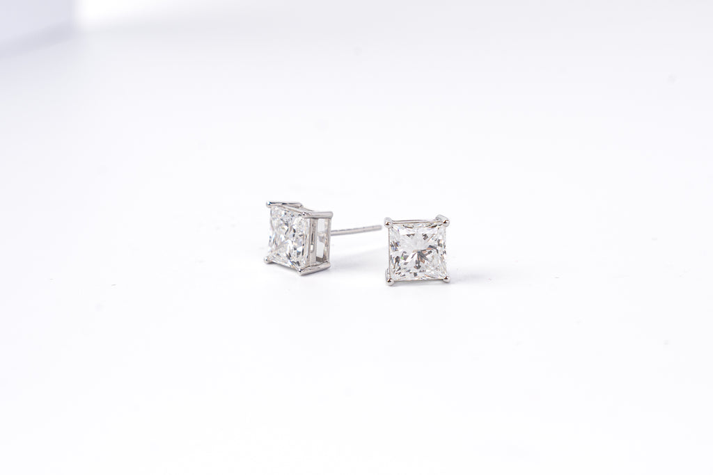 Lab-Grown Diamond Princess Cut Stud Earrings