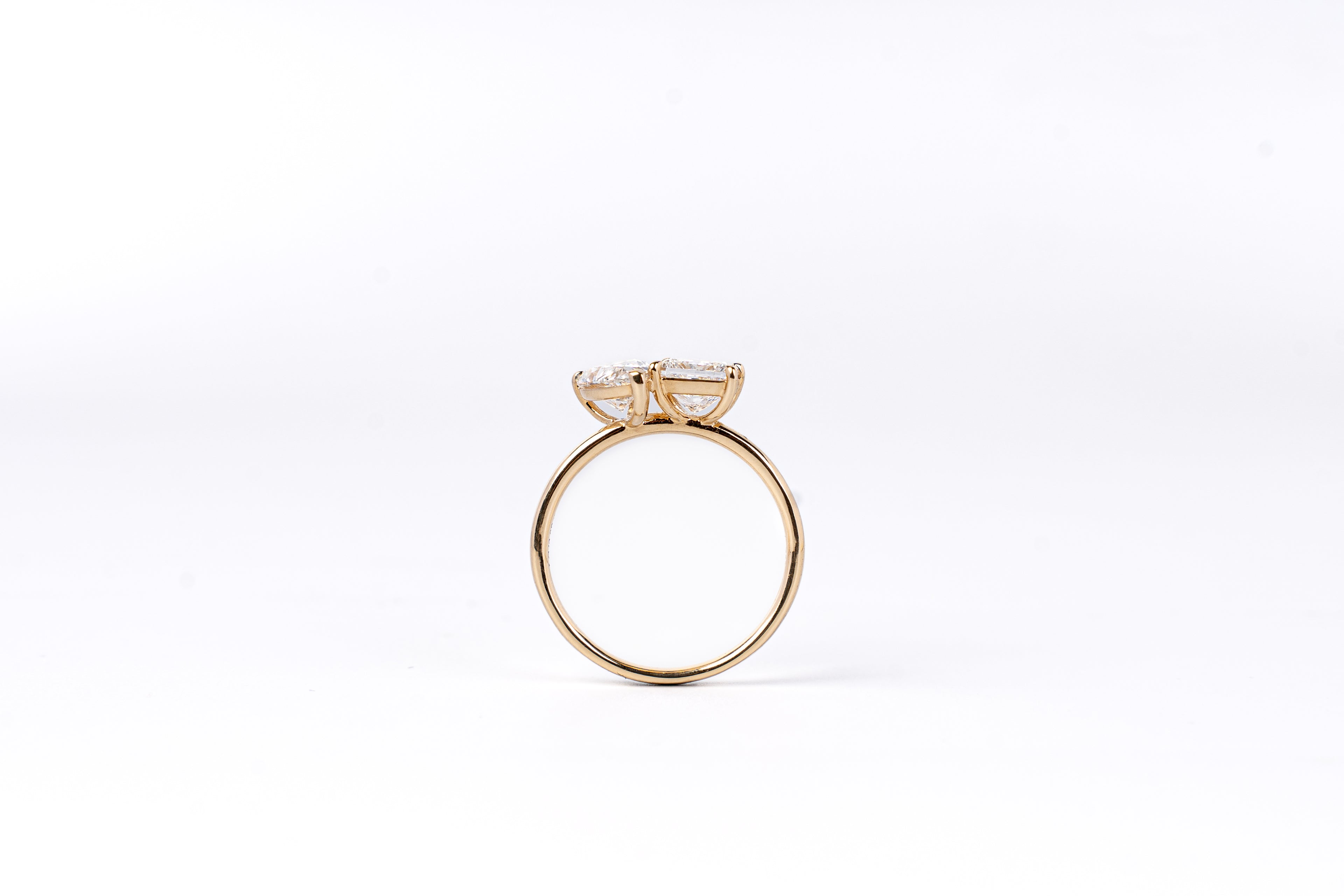 Lab-Grown Diamond Tear Drop and Princess Cut Two Stone Ring
