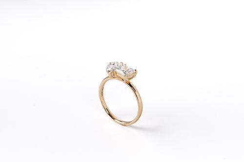 Lab-Grown Diamond Tear Drop and Princess Cut Two Stone Ring