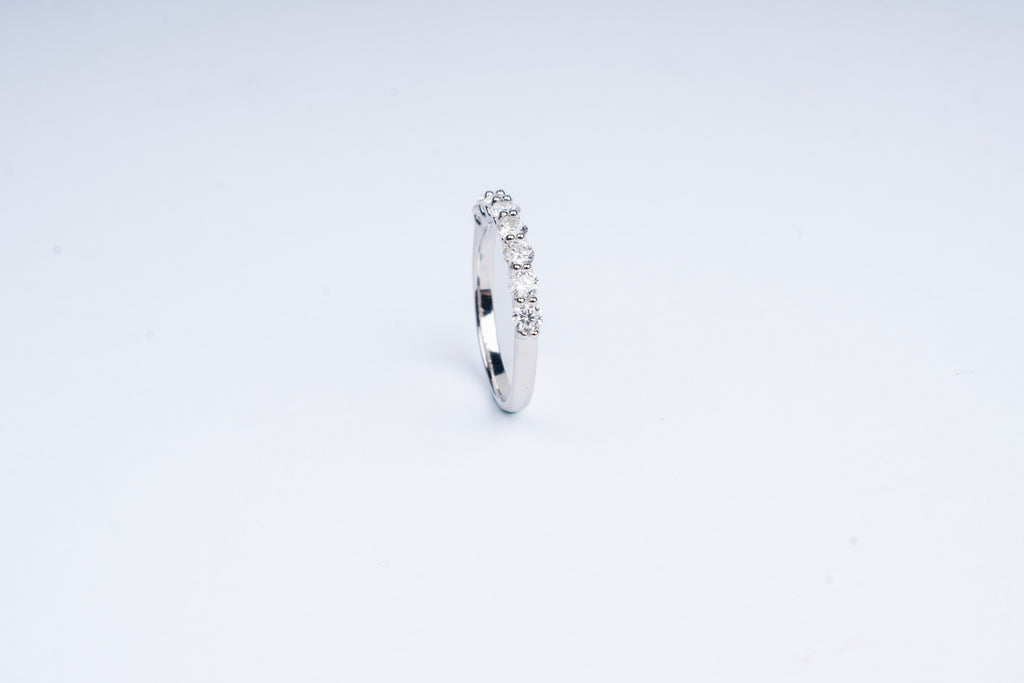Moissanite Half Eternity Ring Platinum Vermeil