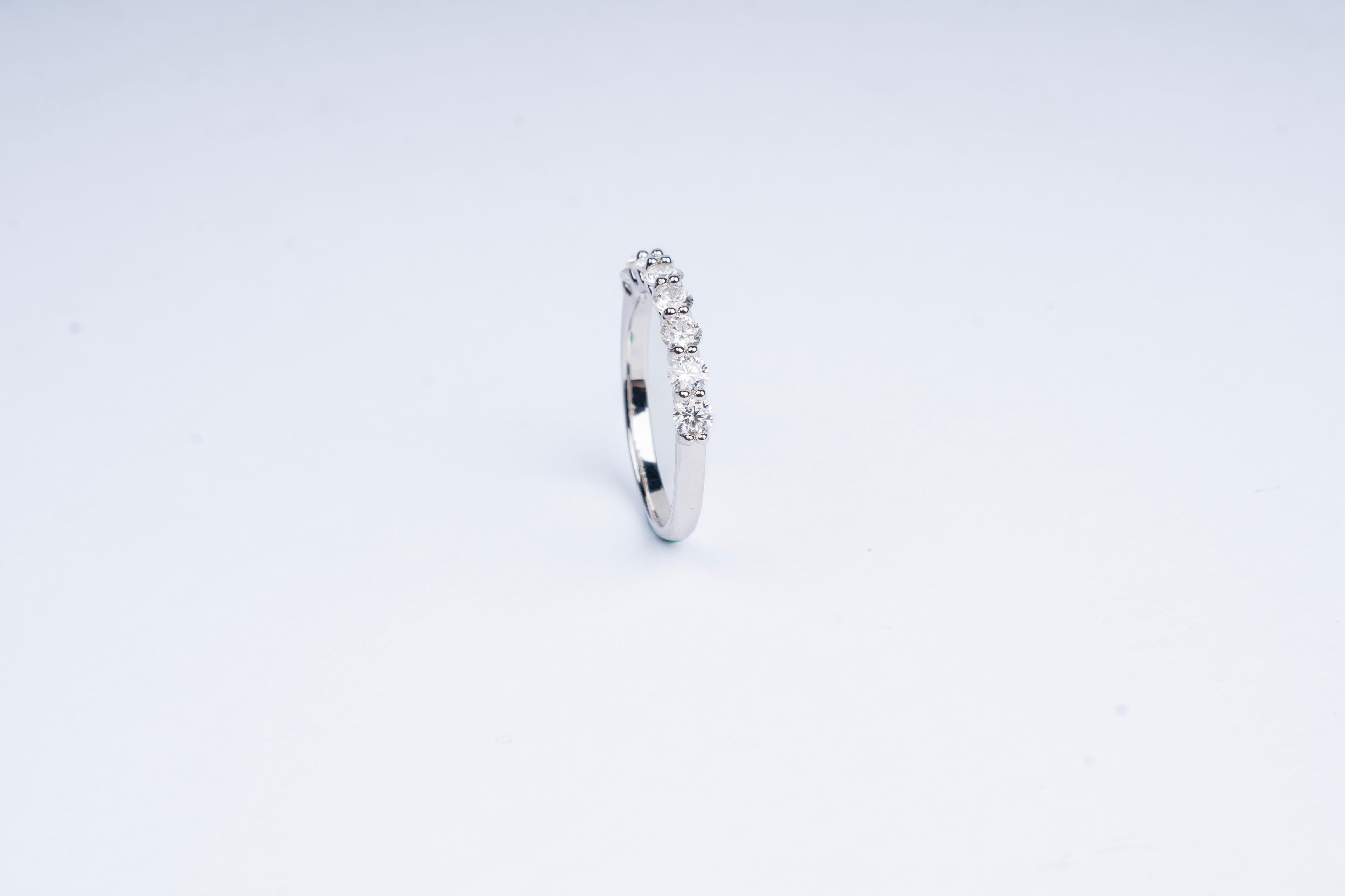 Moissanite Half Eternity Ring Platinum Vermeil