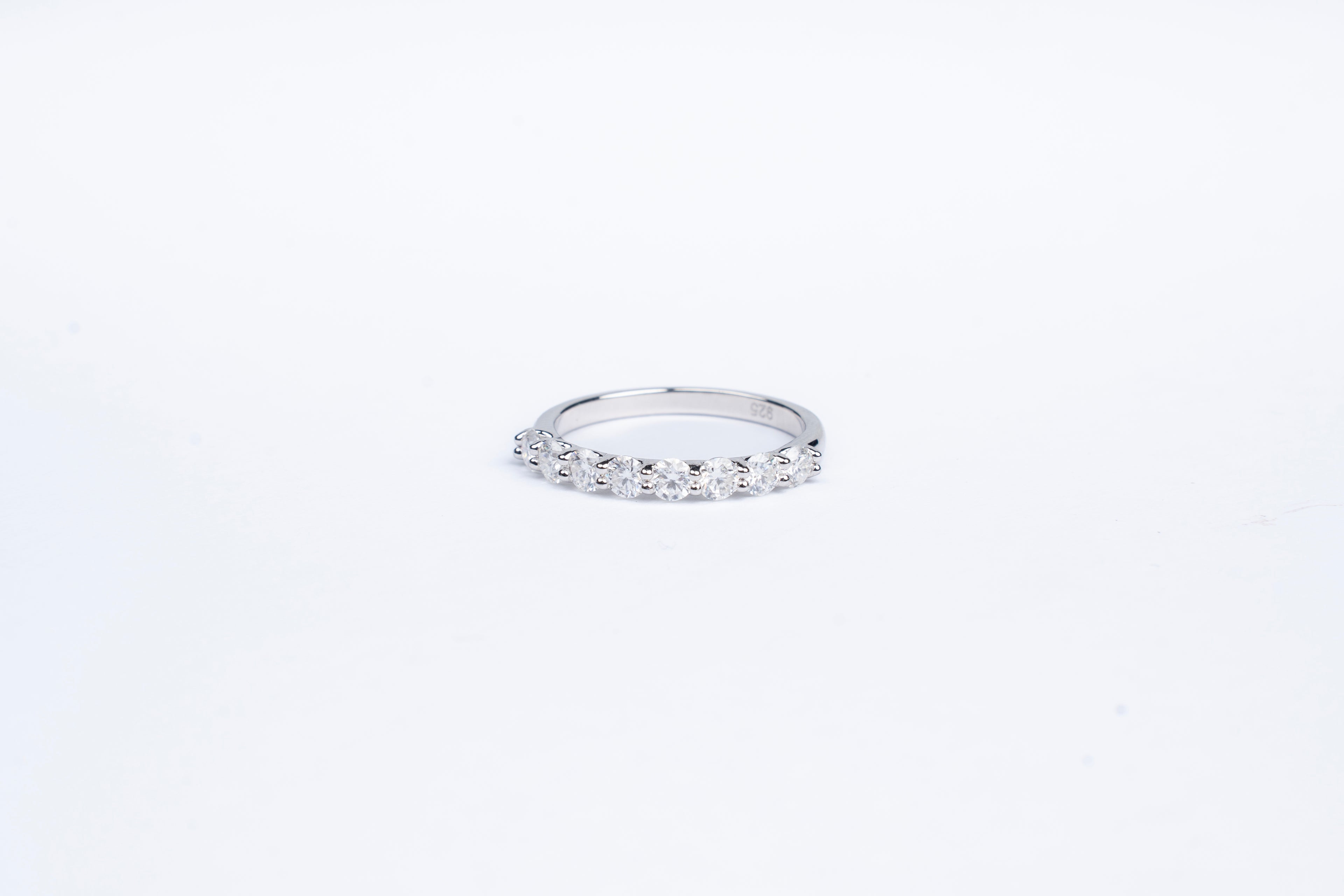 Moissanite Half Eternity Ring Platinum Vermeil