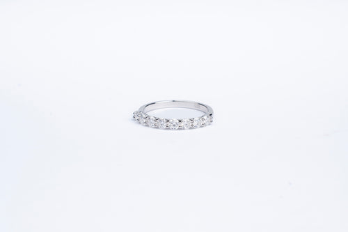 Moissanite Half Eternity Ring Platinum Vermeil