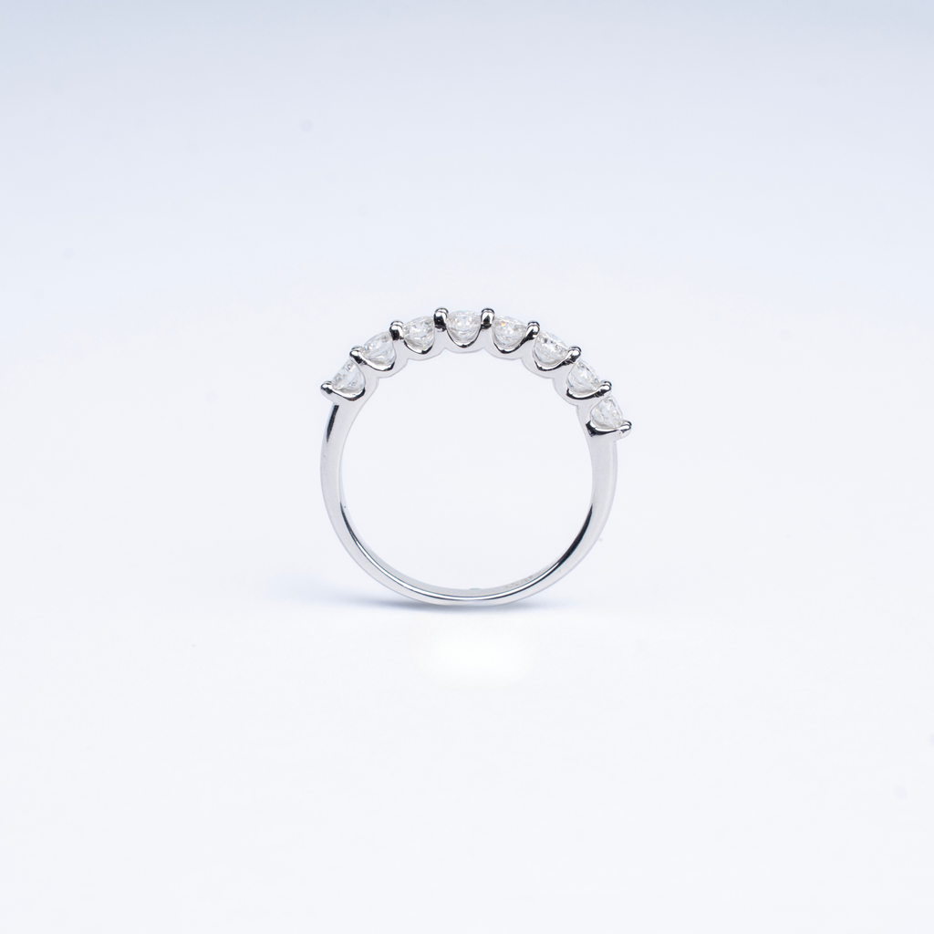 Moissanite Half Eternity Ring Platinum Vermeil