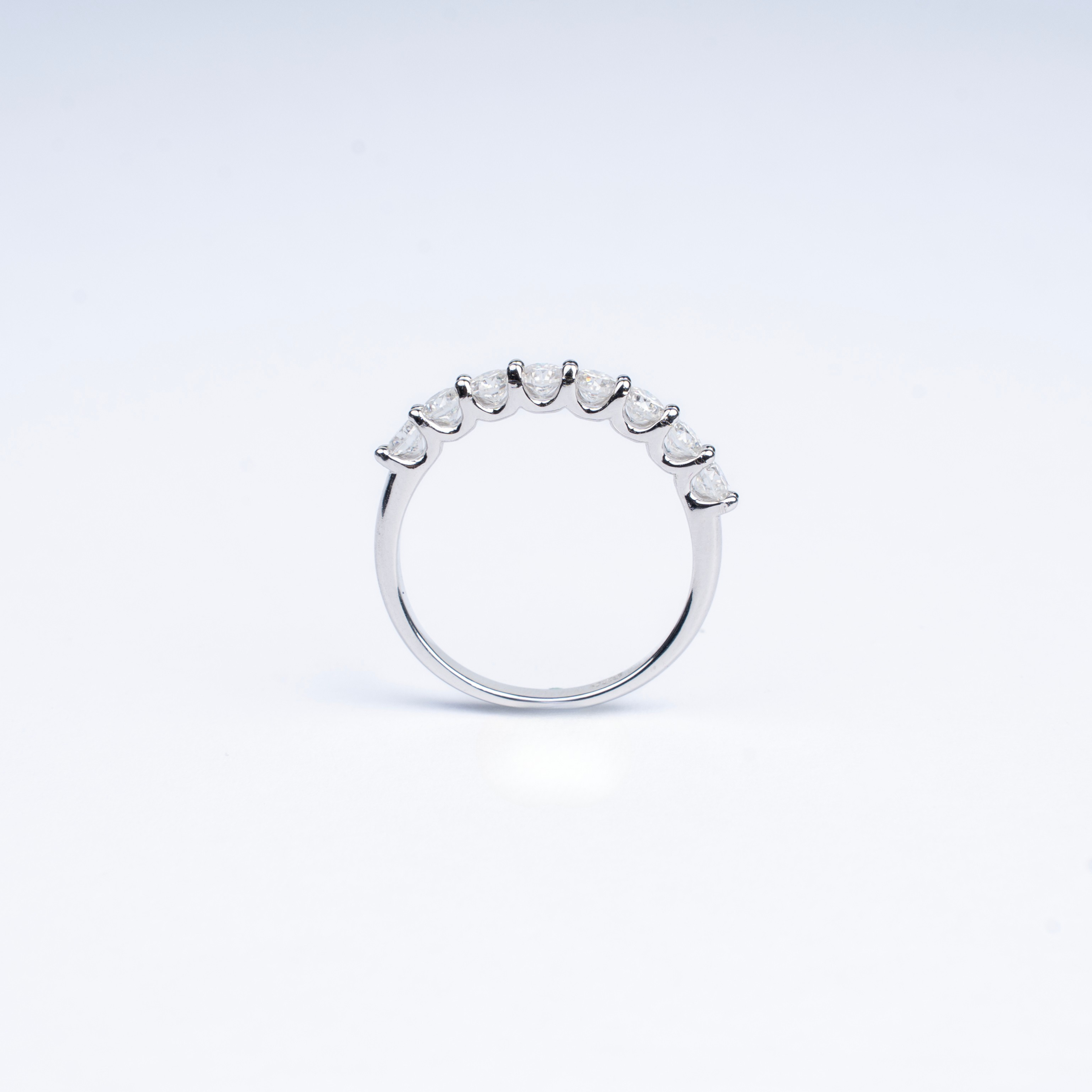 Moissanite Half Eternity Ring Platinum Vermeil